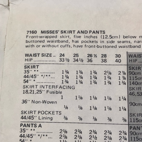 Vogue 7160 pattern- very easy misses skirt and pants size 30 - Picture 5 of 7